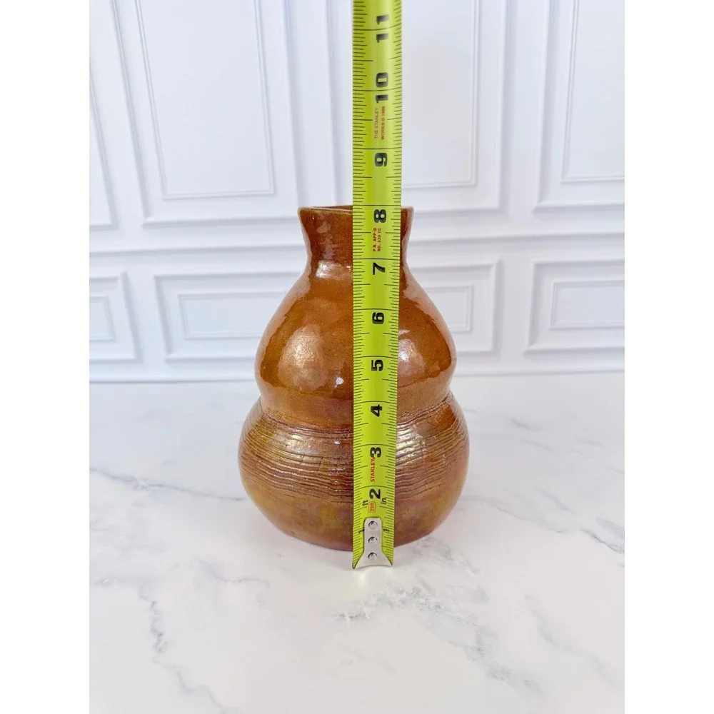 VTG Studio Pottery Gold Beehive Shape Honey Jar Vase Hand Thrown 8